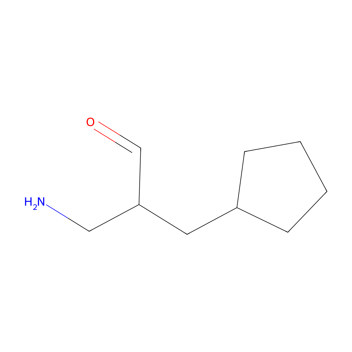 3-Amino-2-(cyclopentylmethyl)propanal molecular structure, CAS 2757916-27-9