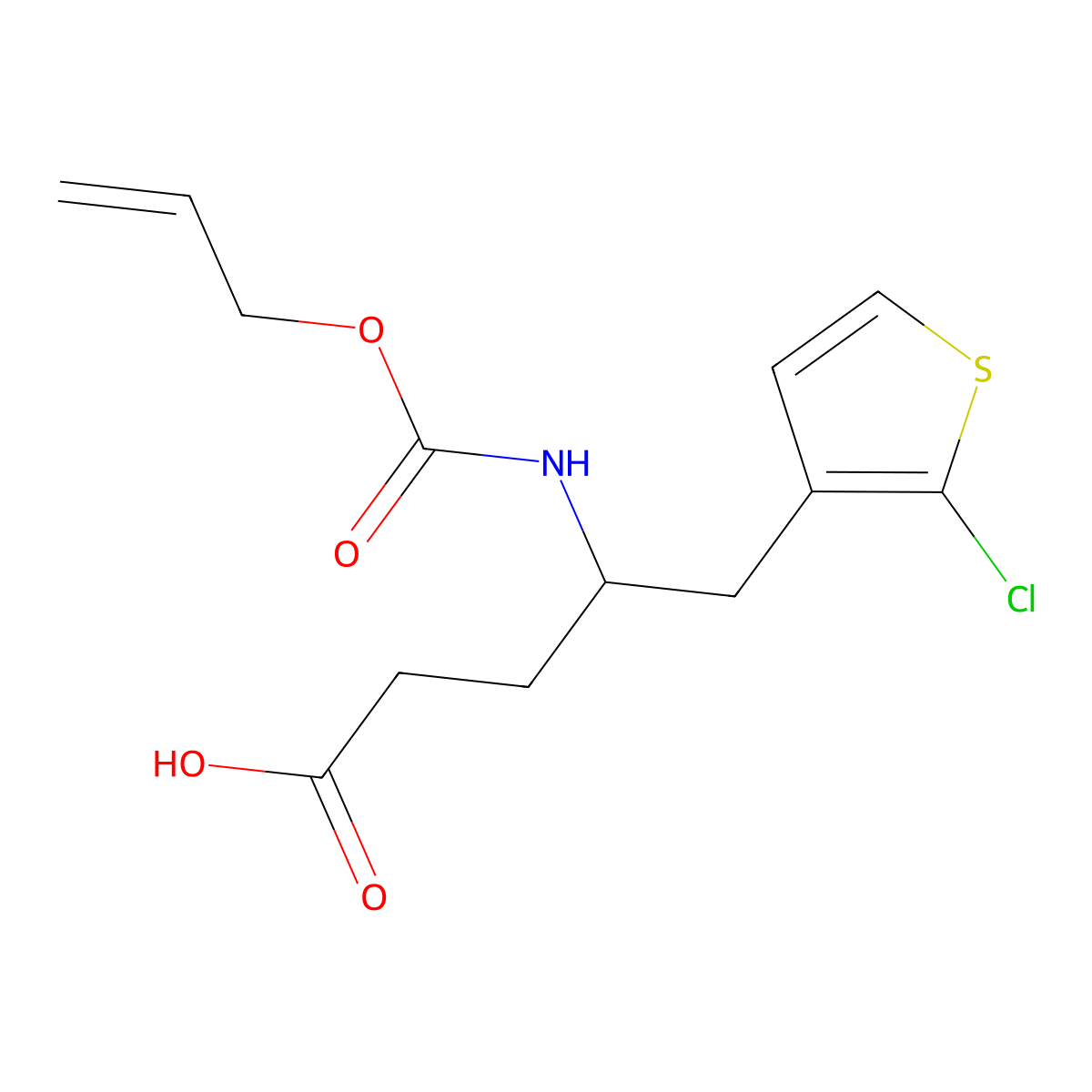 5-(2-Chlorothiophen-3-yl)-4-{[(prop-2-en-1-yloxy)carbonyl]amino}pentanoic acid molecular structure, CAS 2757916-33-7