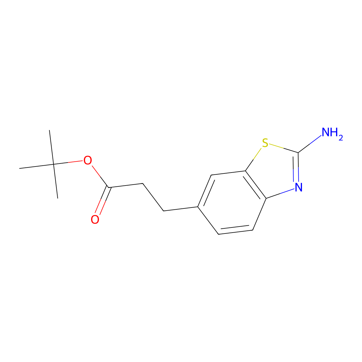Tert-butyl 3-(2-amino-1,3-benzothiazol-6-yl)propanoate molecular structure, CAS 2757916-39-3