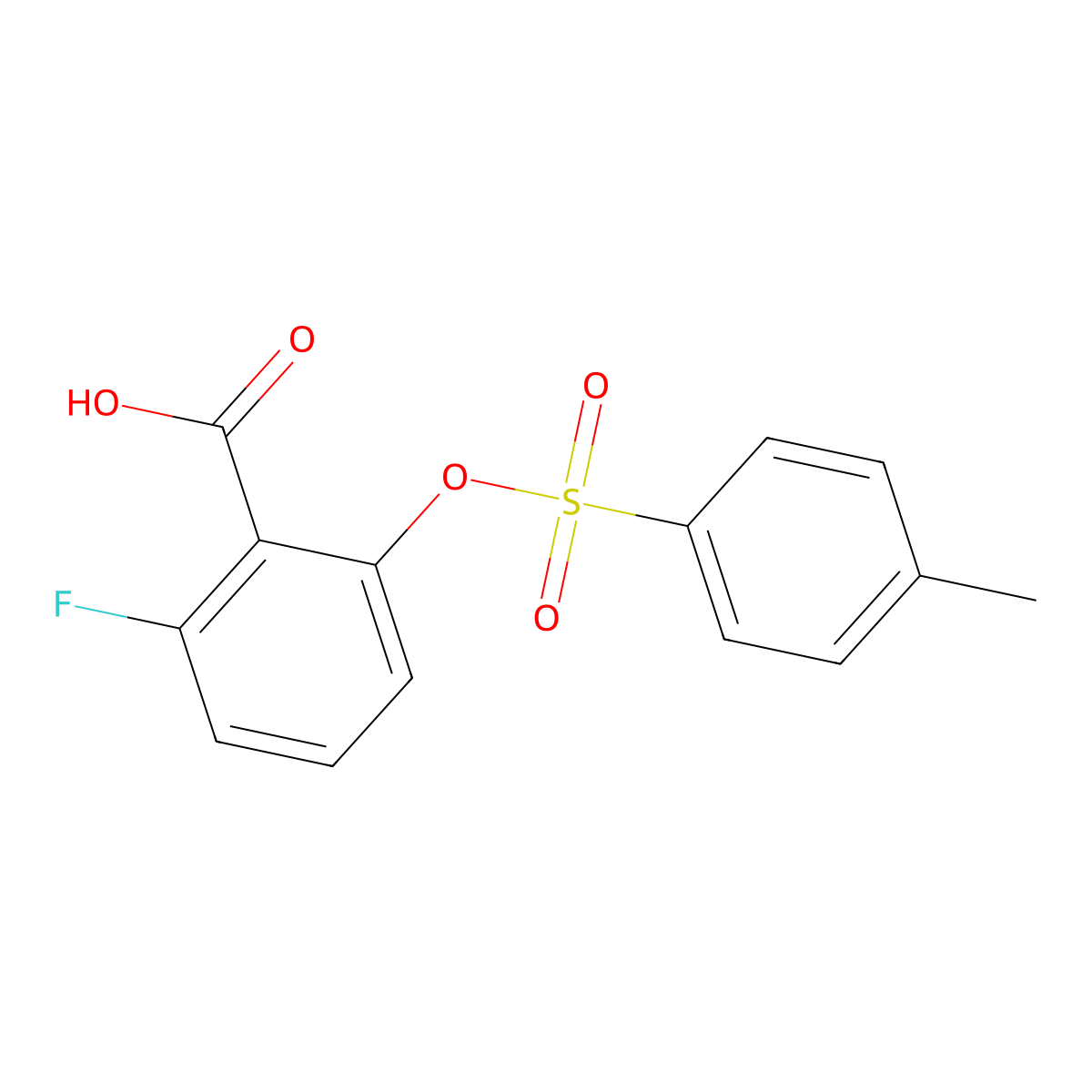 2-Fluoro-6-[(4-methylbenzenesulfonyl)oxy]benzoic acid molecular structure, CAS 2757916-42-8