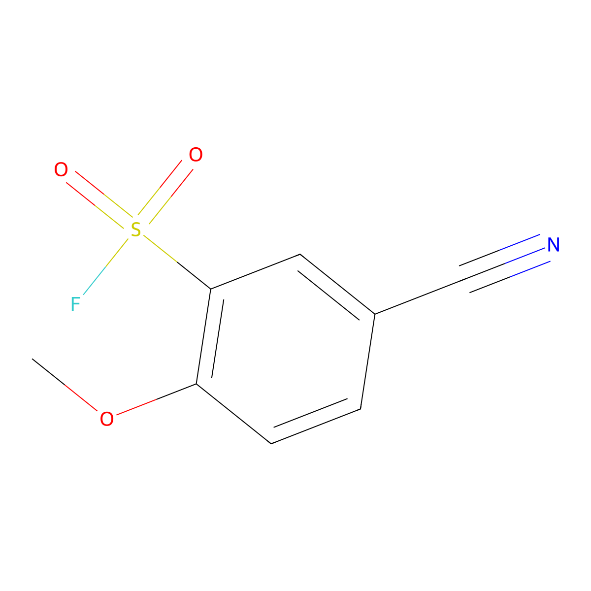5-Cyano-2-methoxybenzene-1-sulfonyl fluoride molecular structure, CAS 2757916-43-9