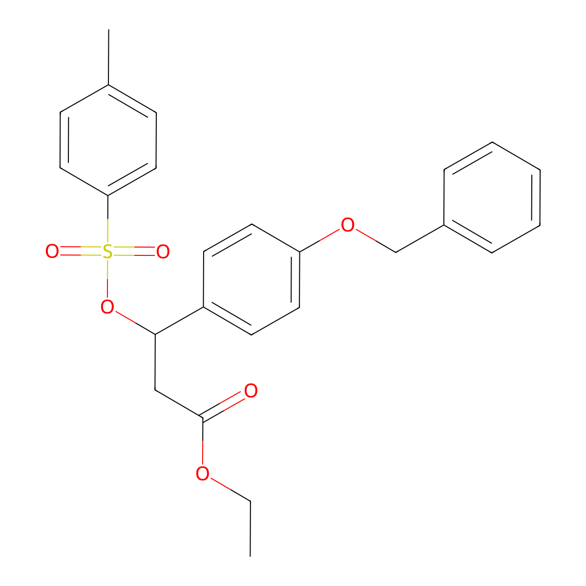 Ethyl 3-[4-(benzyloxy)phenyl]-3-[(4-methylbenzenesulfonyl)oxy]propanoate molecular structure, CAS 2757916-45-1