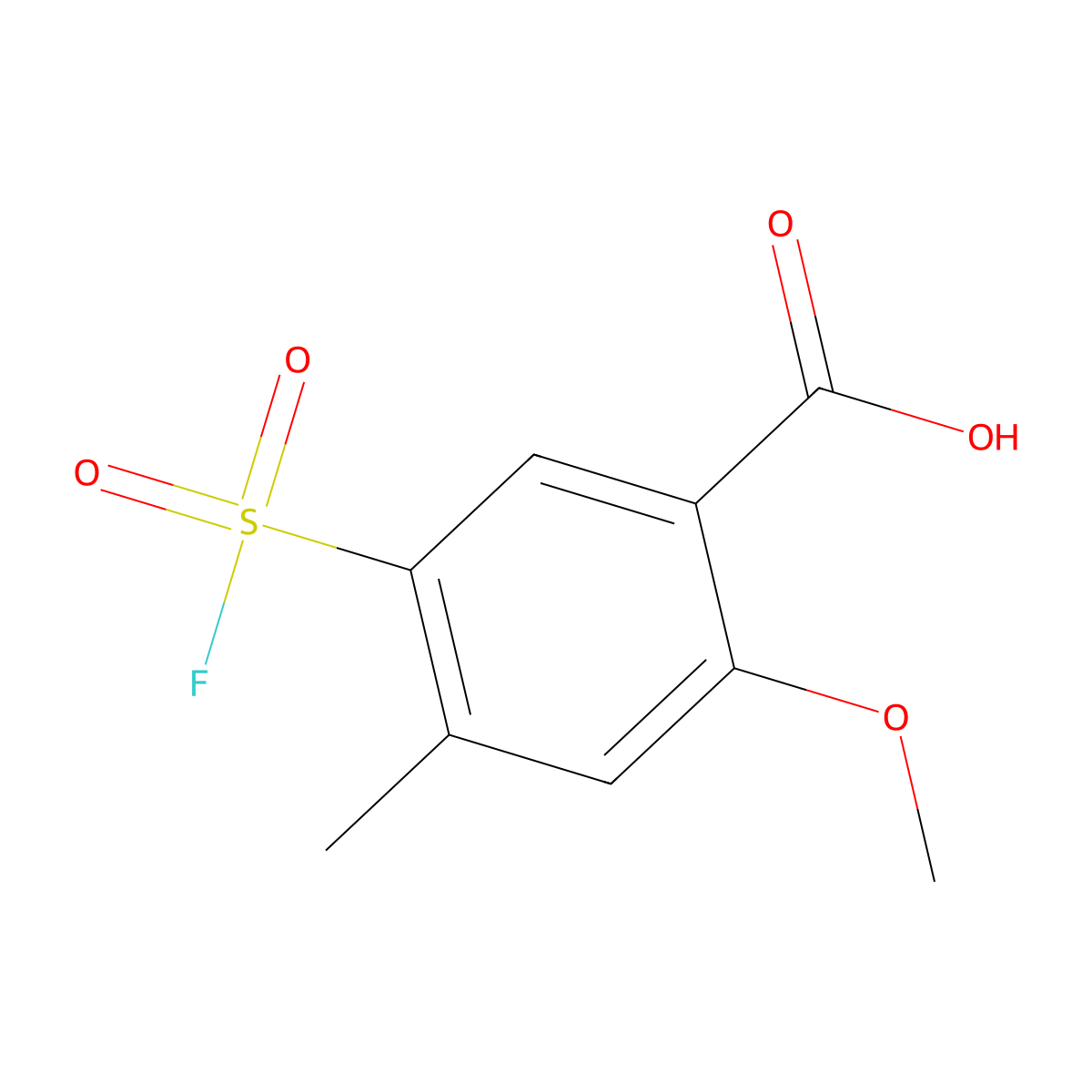 5-(Fluorosulfonyl)-2-methoxy-4-methylbenzoic acid molecular structure, CAS 2757916-51-9