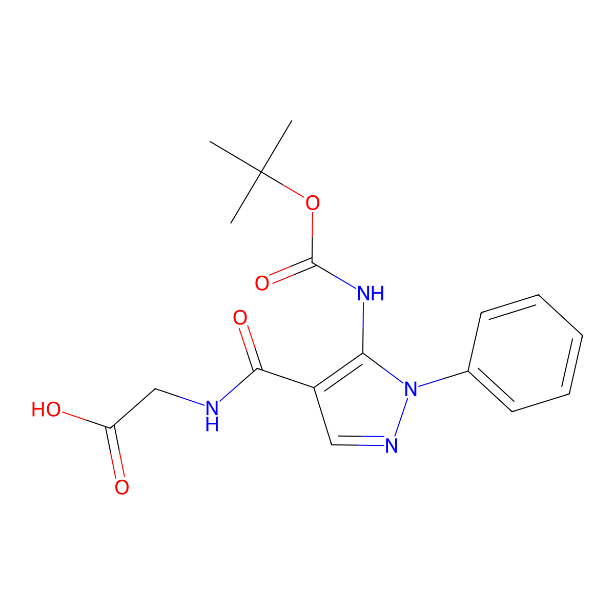 2-[(5-{[(tert-butoxy)carbonyl]amino}-1-phenyl-1H-pyrazol-4-yl)formamido]acetic acid molecular structure, CAS 2757916-57-5