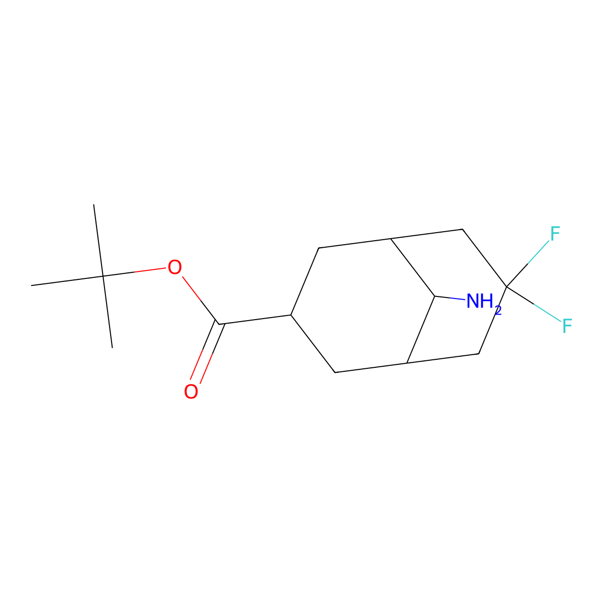 Tert-butyl 9-amino-7,7-difluorobicyclo[3.3.1]nonane-3-carboxylate molecular structure, CAS 2757916-66-6