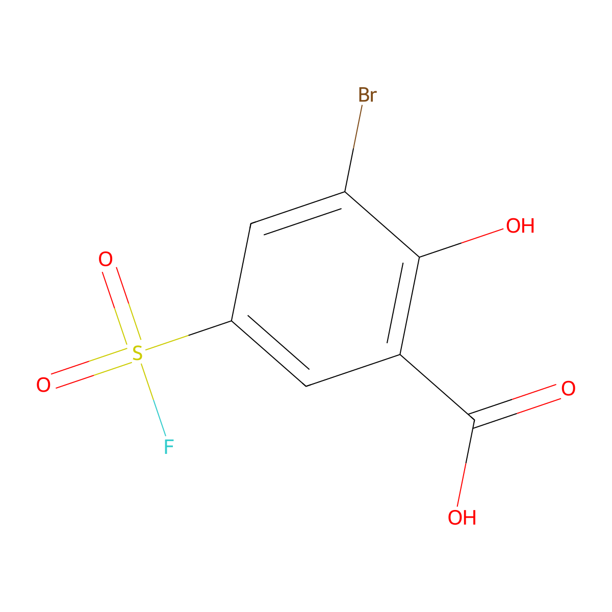 3-Bromo-5-(fluorosulfonyl)-2-hydroxybenzoic acid molecular structure, CAS 2757916-69-9