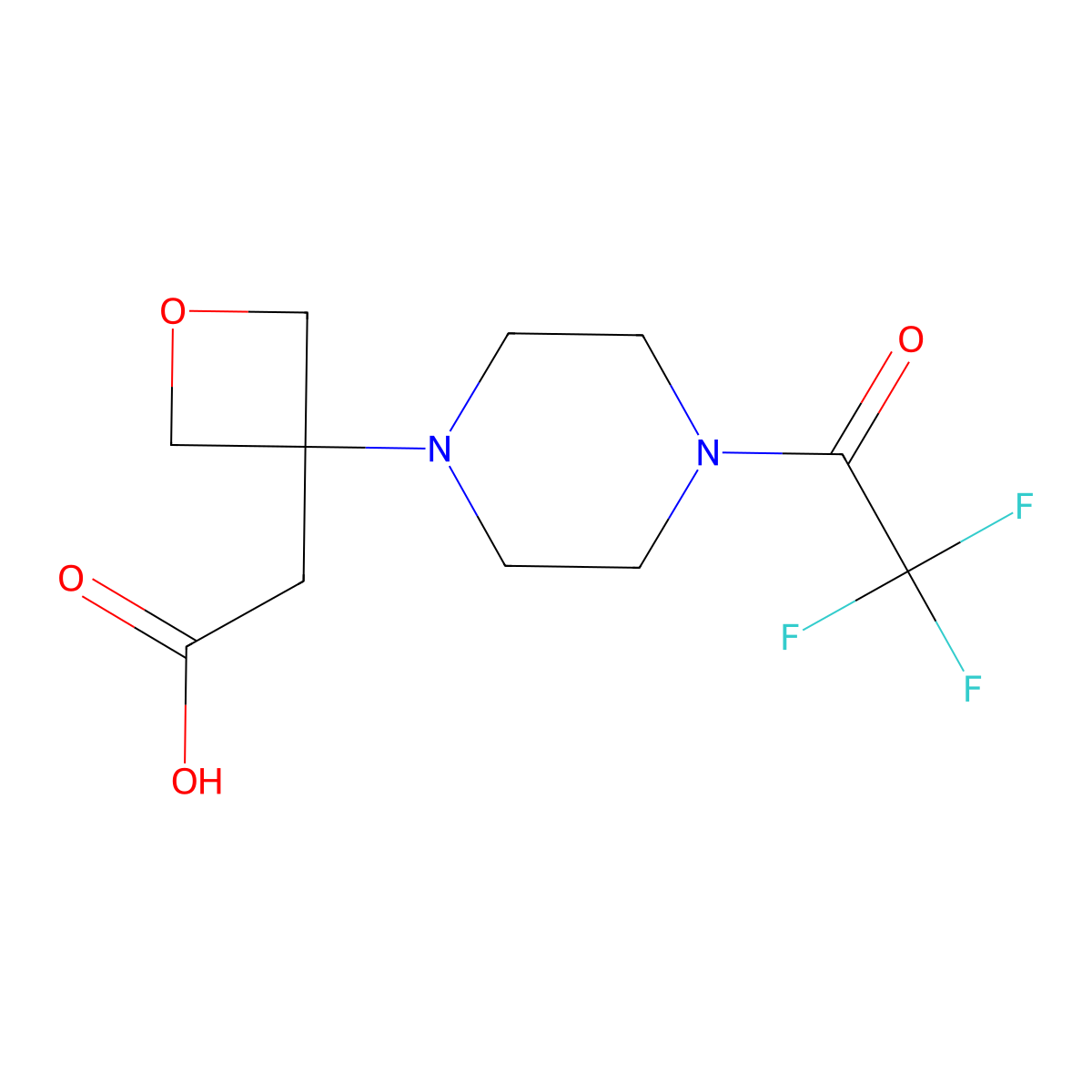 2-{3-[4-(2,2,2-Trifluoroacetyl)piperazin-1-yl]oxetan-3-yl}acetic acid molecular structure, CAS 2757916-81-5