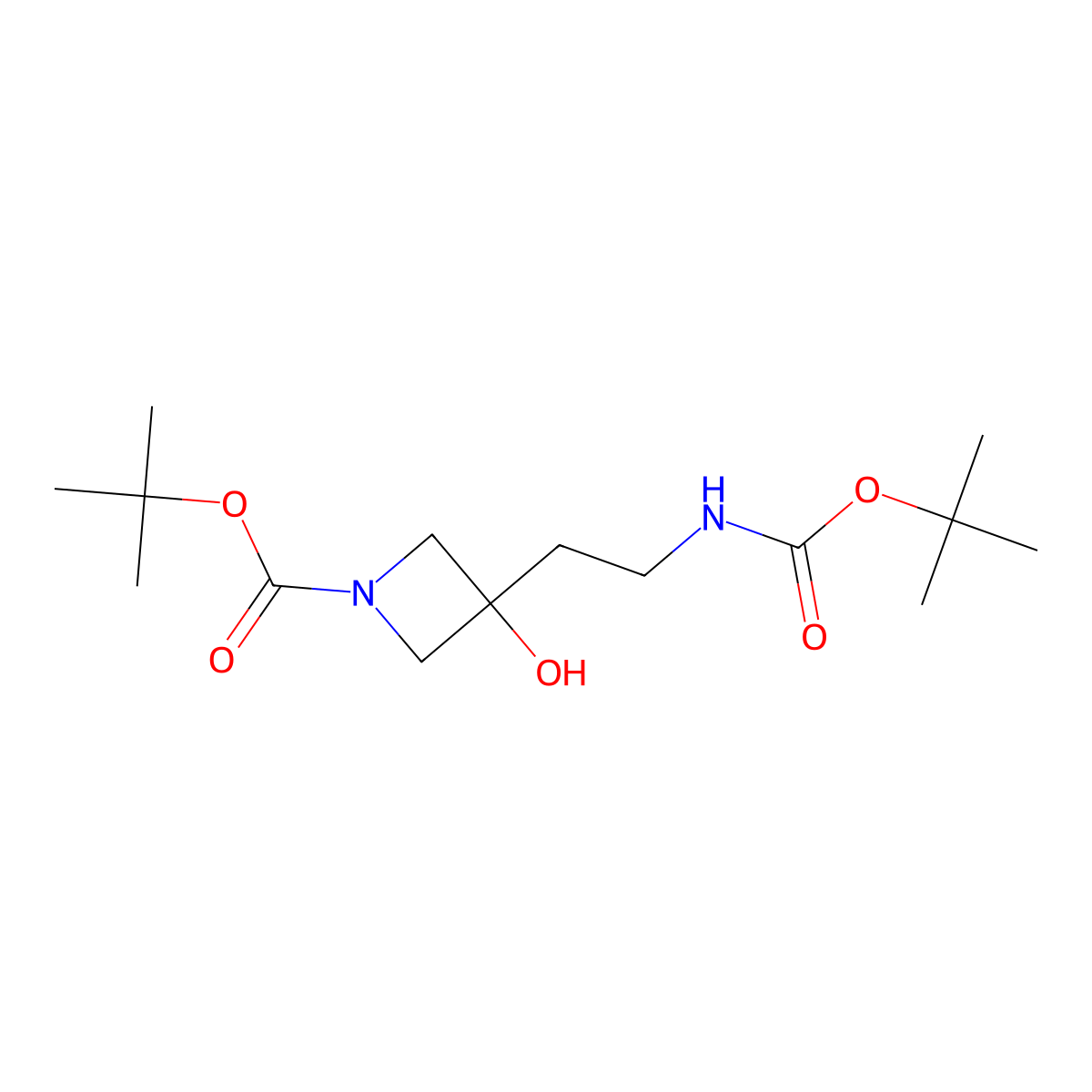 Tert-butyl 3-(2-{[(tert-butoxy)carbonyl]amino}ethyl)-3-hydroxyazetidine-1-carboxylate molecular structure, CAS 2757916-88-2
