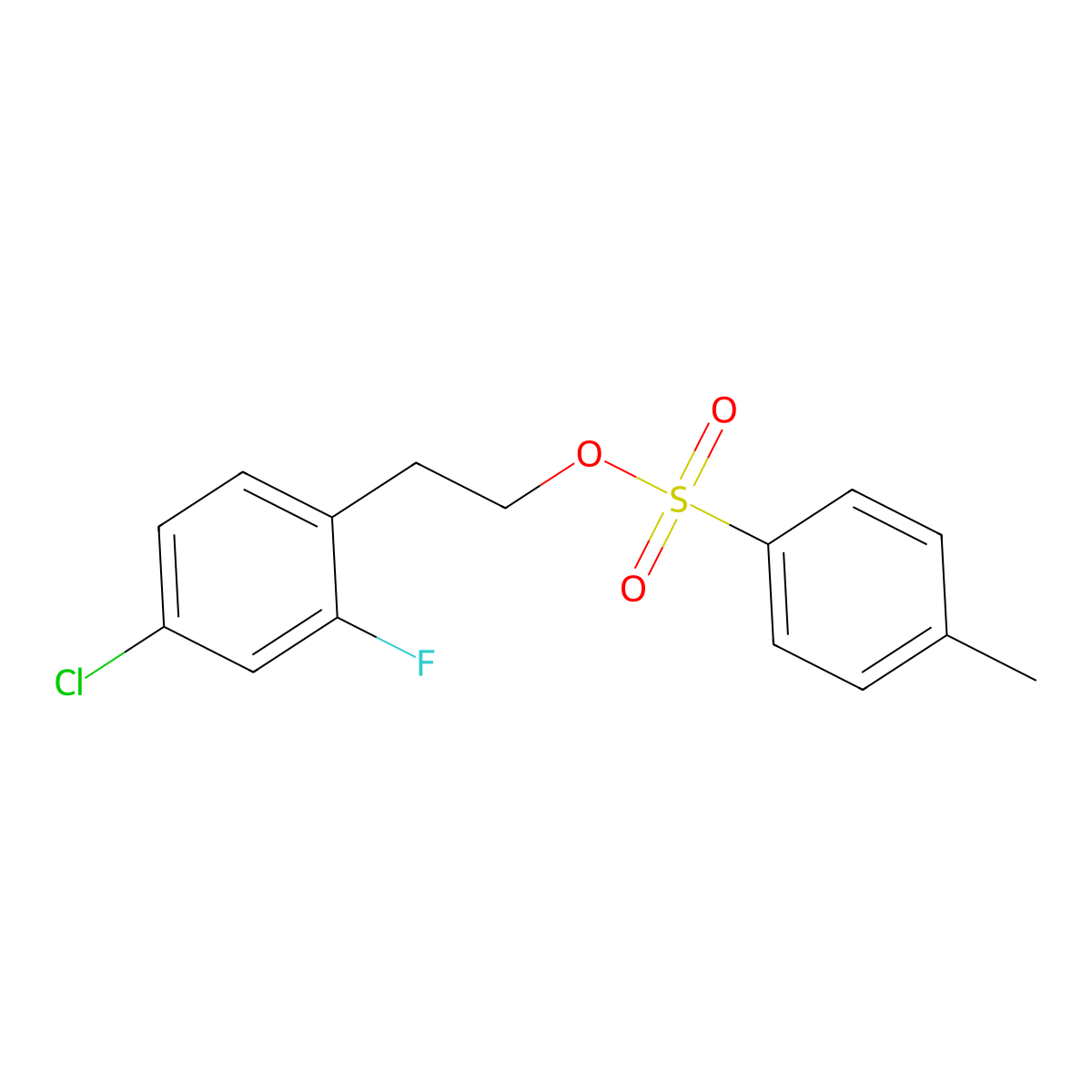 2-(4-Chloro-2-fluorophenyl)ethyl 4-methylbenzene-1-sulfonate molecular structure, CAS 2757916-96-2