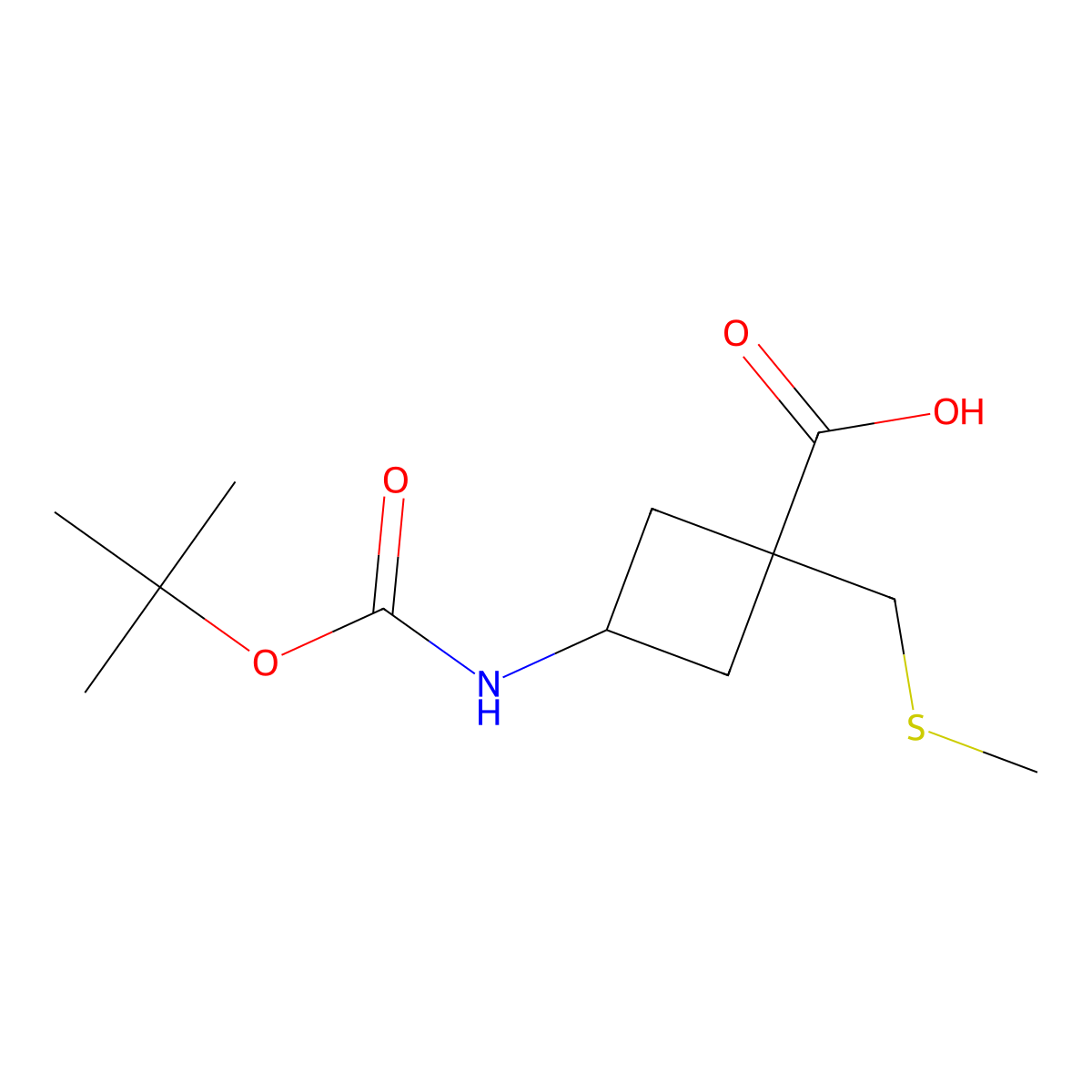 3-{[(Tert-butoxy)carbonyl]amino}-1-[(methylsulfanyl)methyl]cyclobutane-1-carboxylic acid molecular structure, CAS 2757916-99-5