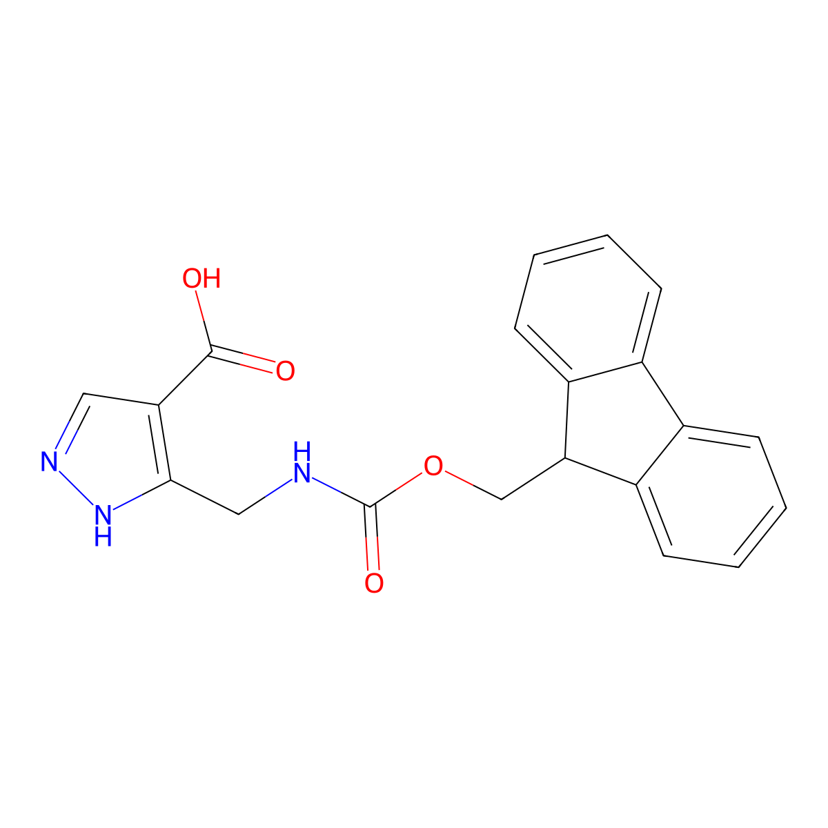 5-[({[(9H-fluoren-9-yl)methoxy]carbonyl}amino)methyl]-1H-pyrazole-4-carboxylicacid molecular structure, CAS 2757917-16-9