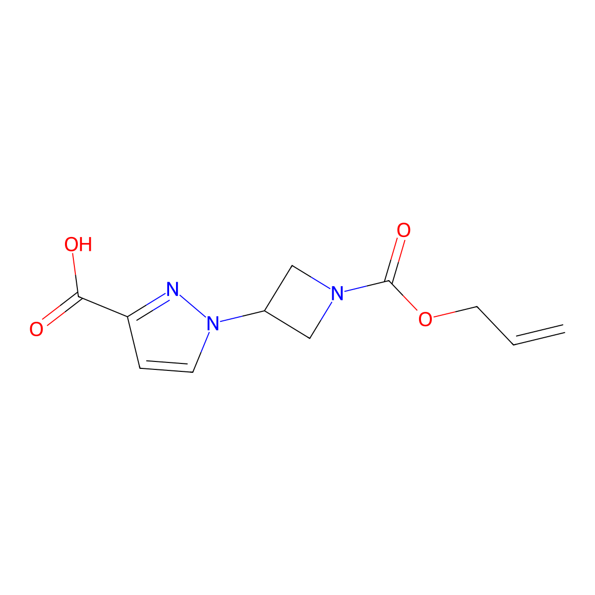 1-{1-[(prop-2-en-1-yloxy)carbonyl]azetidin-3-yl}-1H-pyrazole-3-carboxylic acid molecular structure, CAS 2757917-26-1