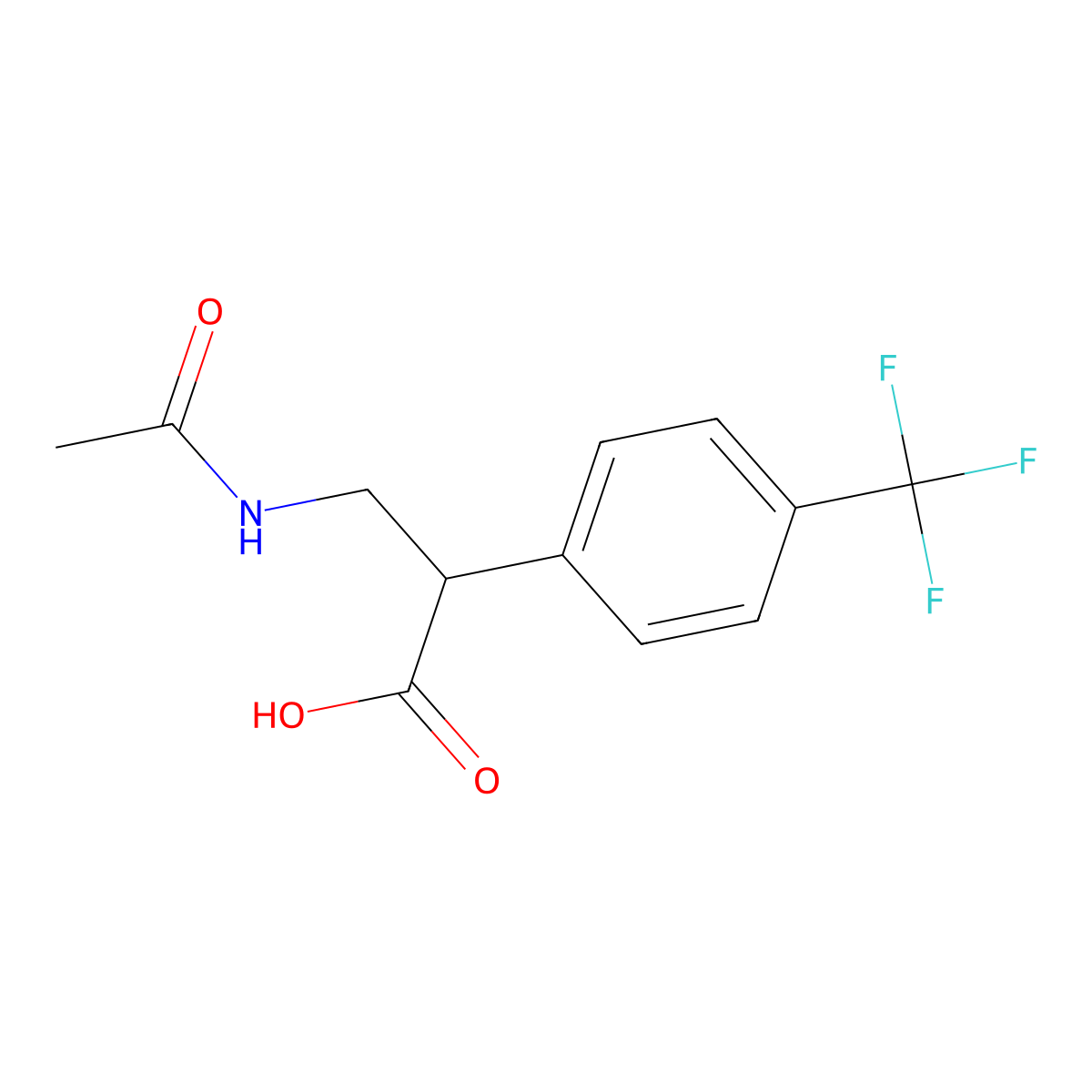 3-Acetamido-2-[4-(trifluoromethyl)phenyl]propanoic acid molecular structure, CAS 2757917-28-3