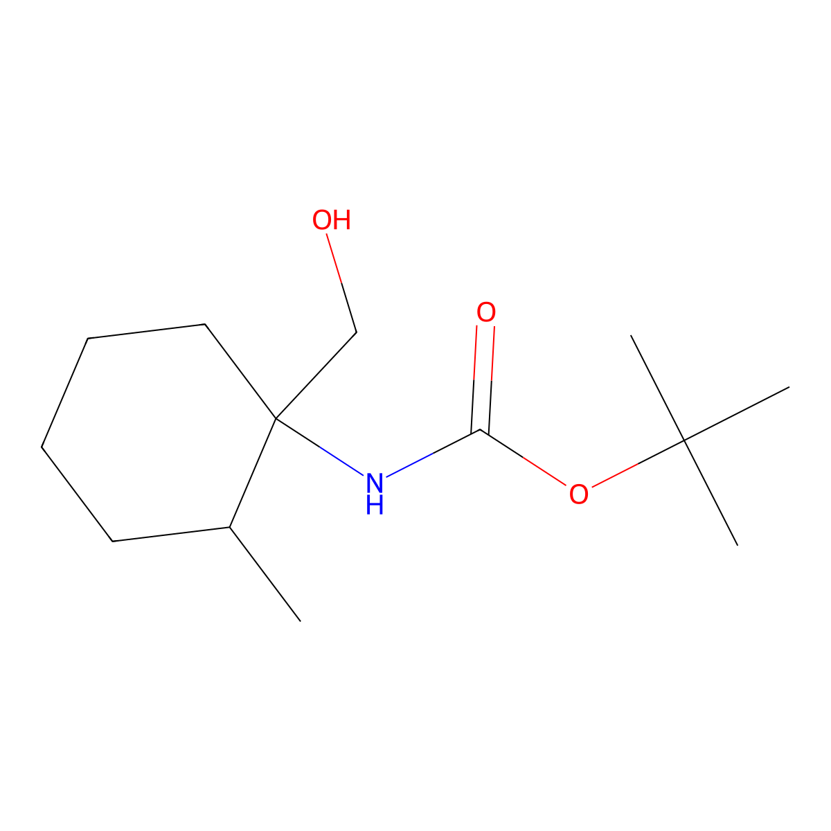 tert-butyl N-[1-(hydroxymethyl)-2-methylcyclohexyl]carbamate molecular structure, CAS 2757917-29-4
