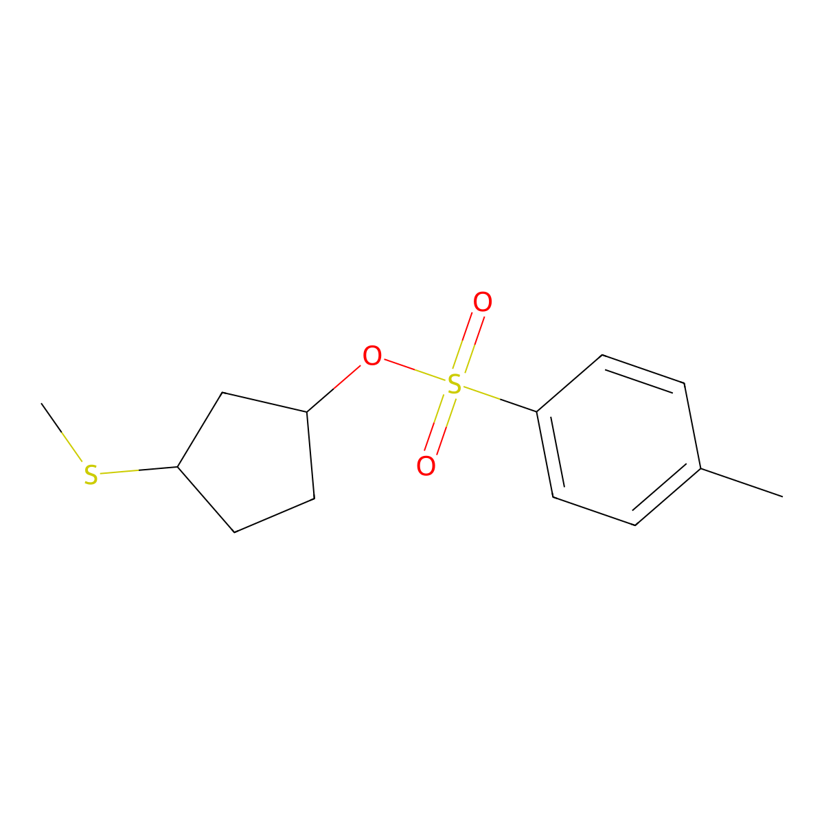 3-(Methylsulfanyl)cyclopentyl 4-methylbenzene-1-sulfonate molecular structure, CAS 2757917-35-2