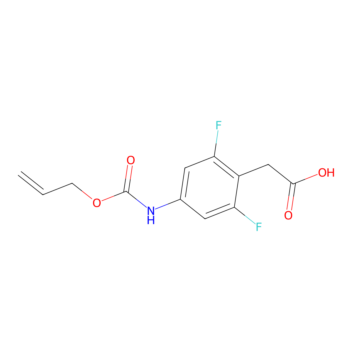 2-(2,6-Difluoro-4-{[(prop-2-en-1-yloxy)carbonyl]amino}phenyl)acetic acid molecular structure, CAS 2757917-36-3