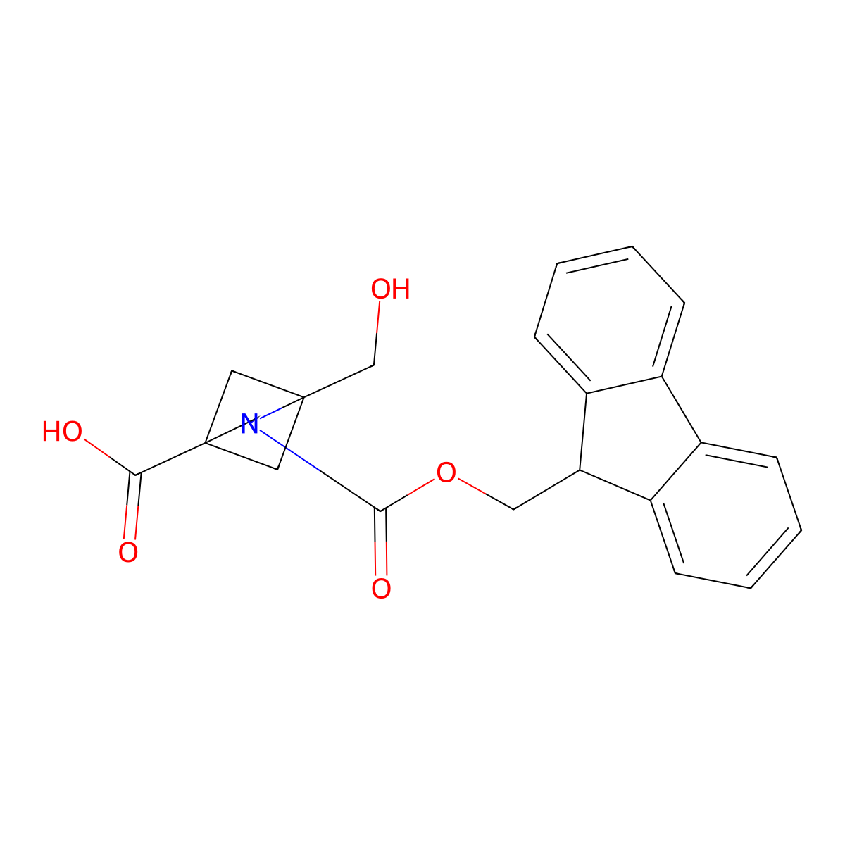 2-{[(9H-fluoren-9-yl)methoxy]carbonyl}-1-(hydroxymethyl)-2-azabicyclo[2.1.1]hexane-4-carboxylic acid molecular structure, CAS 2757917-39-6