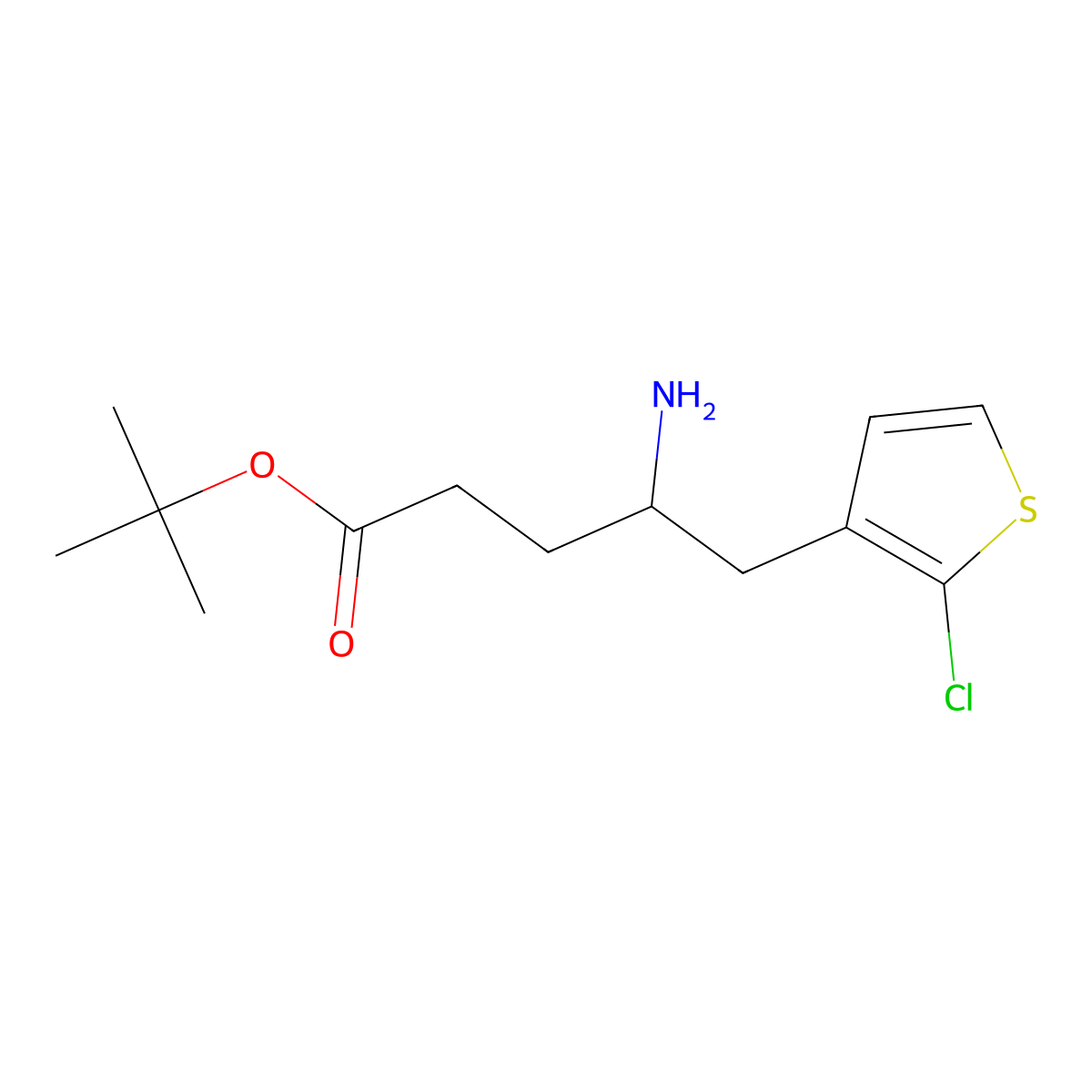 Tert-butyl 4-amino-5-(2-chlorothiophen-3-yl)pentanoate molecular structure, CAS 2757917-45-4