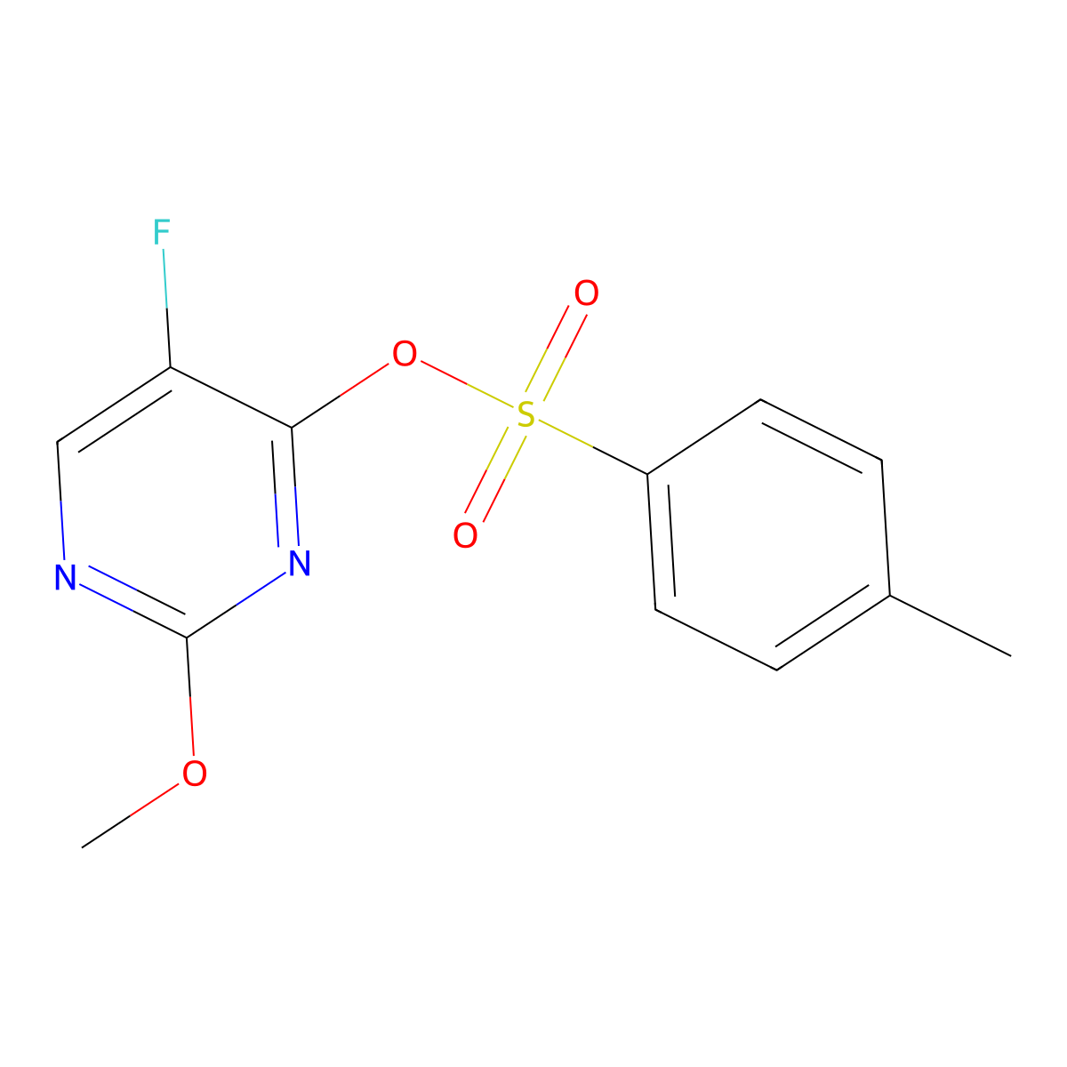 5-Fluoro-2-methoxypyrimidin-4-yl 4-methylbenzene-1-sulfonate molecular structure, CAS 2757917-49-8