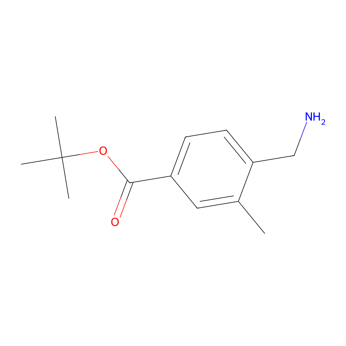 Tert-butyl 4-(aminomethyl)-3-methylbenzoate molecular structure, CAS 2757917-56-7