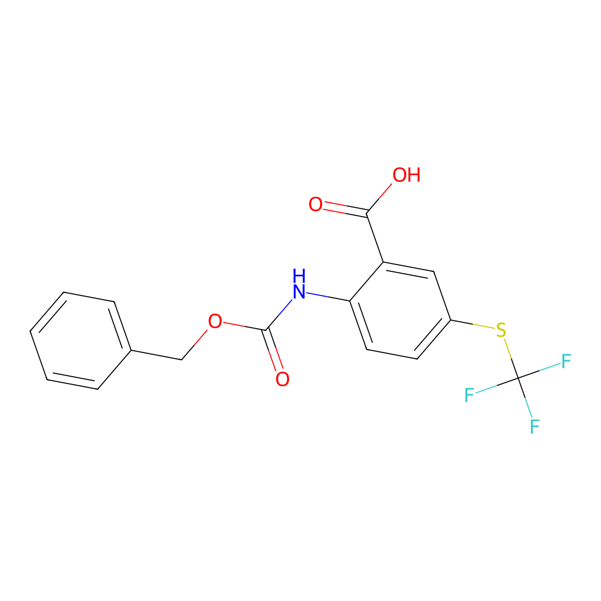 2-{[(Benzyloxy)carbonyl]amino}-5-[(trifluoromethyl)sulfanyl]benzoic acid molecular structure, CAS 2757917-57-8