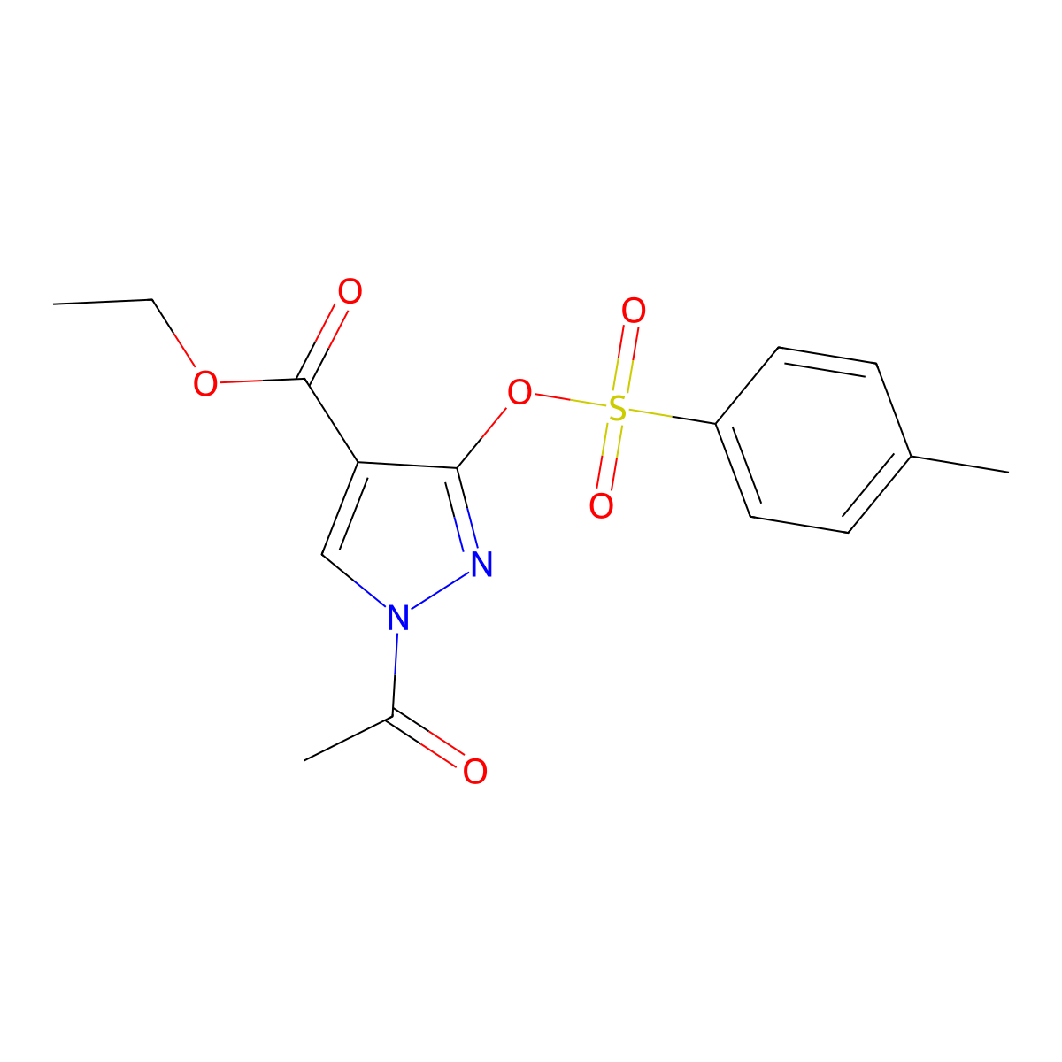 ethyl 1-acetyl-3-[(4-methylbenzenesulfonyl)oxy]-1H-pyrazole-4-carboxylate molecular structure, CAS 2757917-58-9
