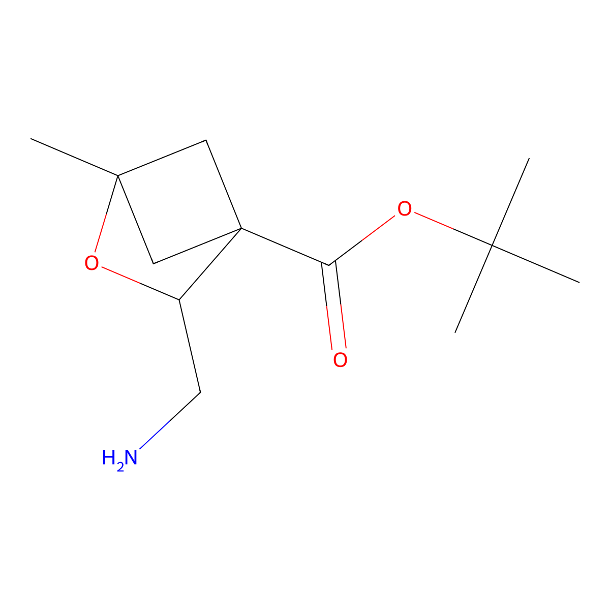 Tert-butyl 3-(aminomethyl)-1-methyl-2-oxabicyclo[2.1.1]hexane-4-carboxylate molecular structure, CAS 2757917-64-7