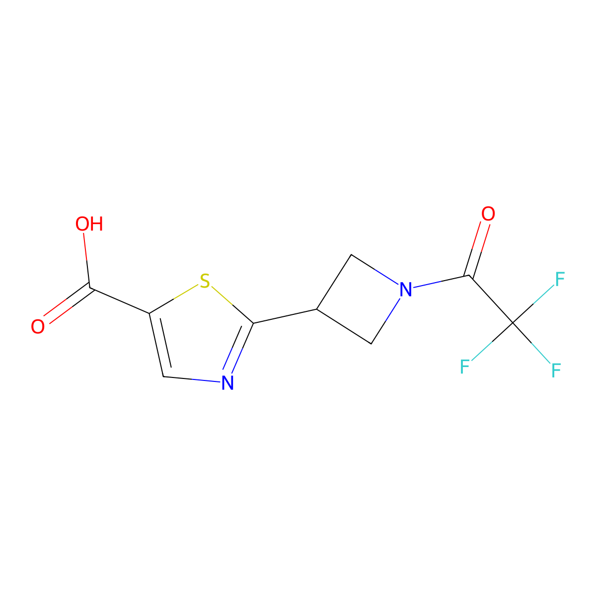 2-[1-(2,2,2-Trifluoroacetyl)azetidin-3-yl]-1,3-thiazole-5-carboxylic acid molecular structure, CAS 2757917-65-8