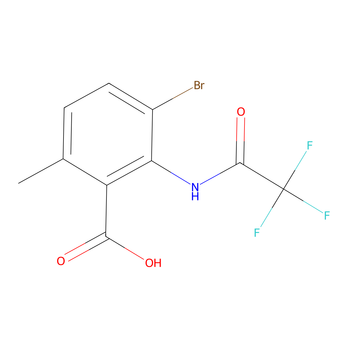 3-Bromo-6-methyl-2-(2,2,2-trifluoroacetamido)benzoic acid molecular structure, CAS 2757921-69-8
