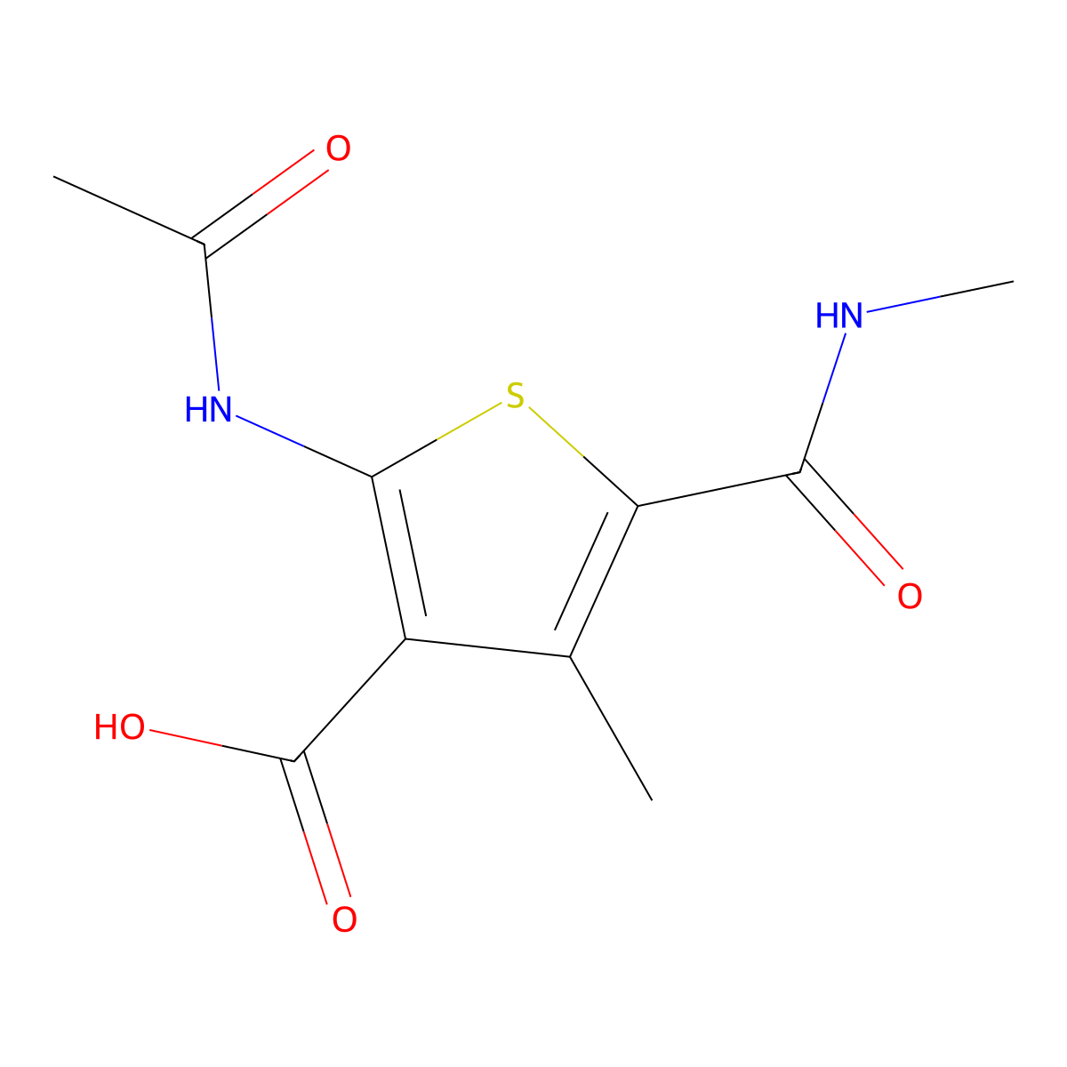 2-Acetamido-4-methyl-5-(methylcarbamoyl)thiophene-3-carboxylic acid molecular structure, CAS 2757921-72-3