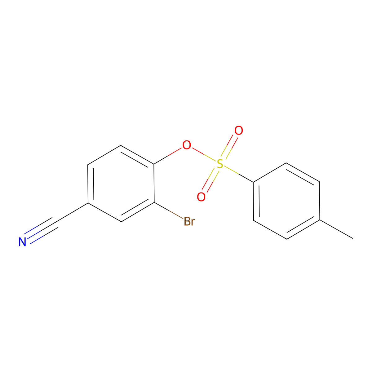 2-Bromo-4-cyanophenyl 4-methylbenzene-1-sulfonate molecular structure, CAS 2757921-73-4