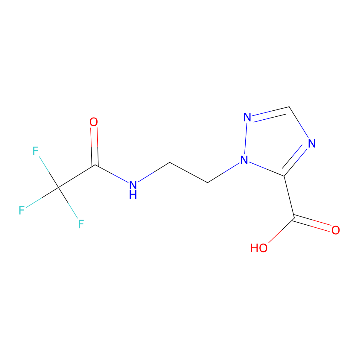 1-[2-(2,2,2-trifluoroacetamido)ethyl]-1H-1,2,4-triazole-5-carboxylic acid molecular structure, CAS 2757921-74-5