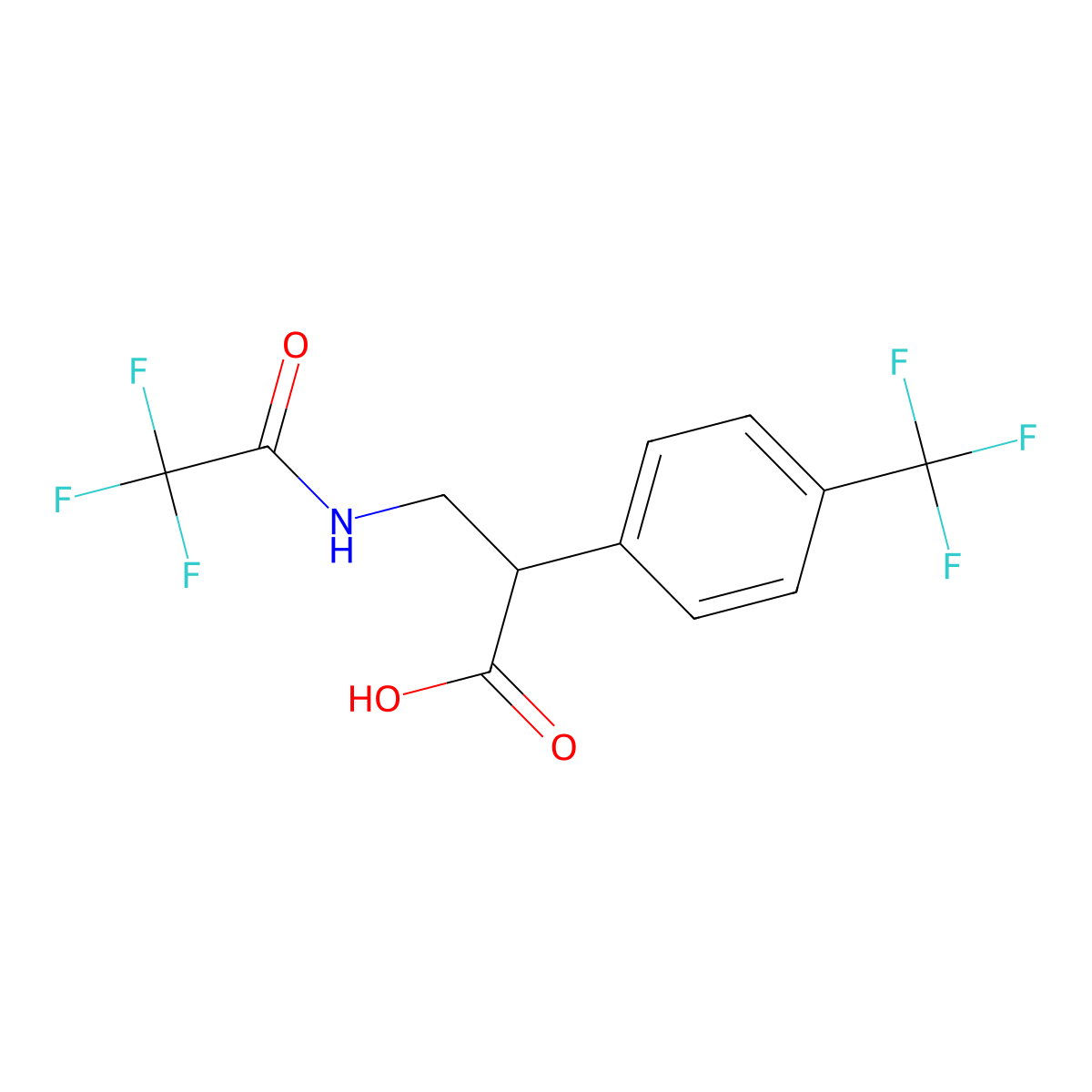 3-(2,2,2-Trifluoroacetamido)-2-[4-(trifluoromethyl)phenyl]propanoic acid molecular structure, CAS 2757921-78-9