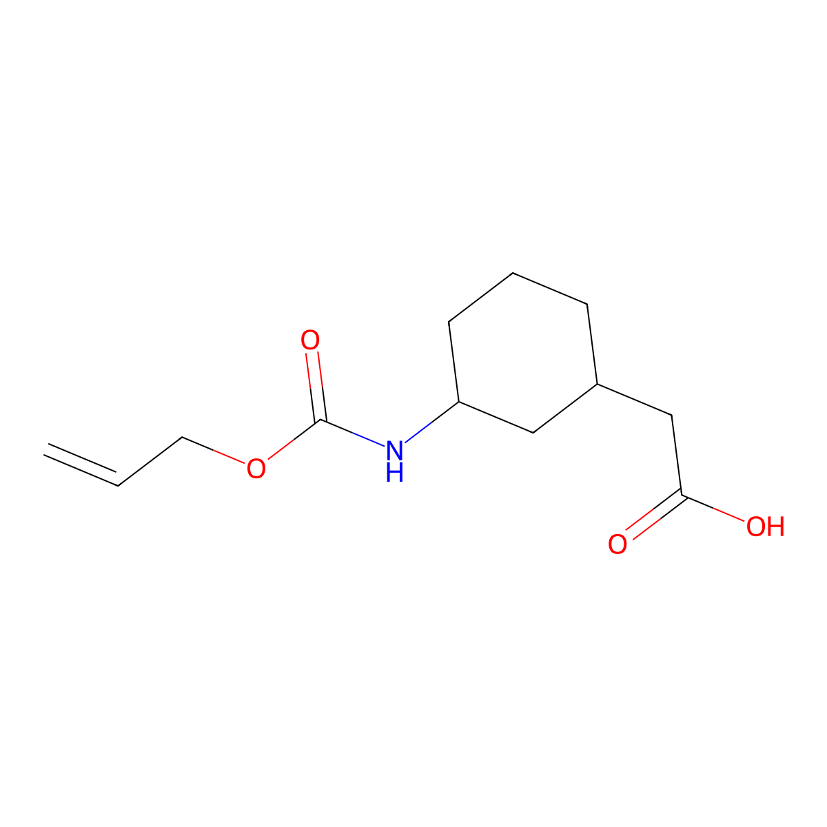 2-(3-{[(Prop-2-en-1-yloxy)carbonyl]amino}cyclohexyl)acetic acid molecular structure, CAS 2757921-79-0