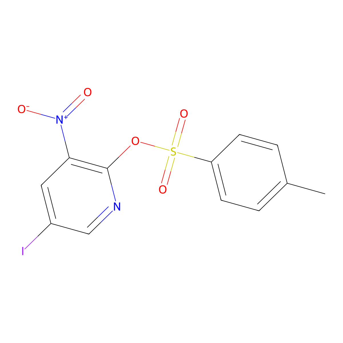 5-Iodo-3-nitropyridin-2-yl 4-methylbenzene-1-sulfonate molecular structure, CAS 2757921-84-7