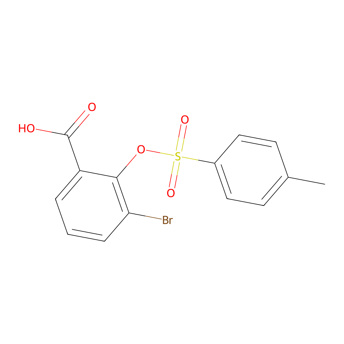 3-Bromo-2-[(4-methylbenzenesulfonyl)oxy]benzoic acid molecular structure, CAS 2757921-93-8