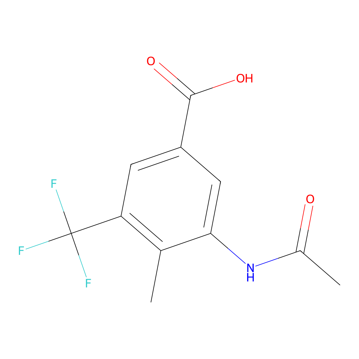 3-Acetamido-4-methyl-5-(trifluoromethyl)benzoic acid molecular structure, CAS 2757922-04-4