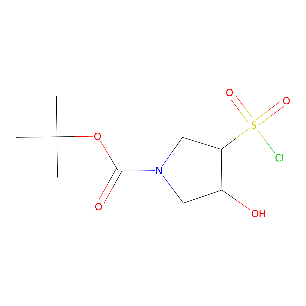 Tert-butyl 3-(chlorosulfonyl)-4-hydroxypyrrolidine-1-carboxylate molecular structure, CAS 2757922-10-2