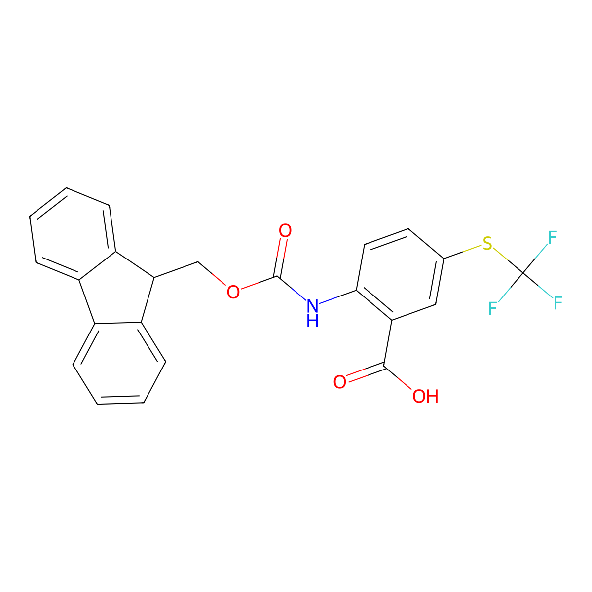 2-({[(9H-fluoren-9-yl)methoxy]carbonyl}amino)-5-[(trifluoromethyl)sulfanyl]benzoic acid molecular structure, CAS 2757922-13-5