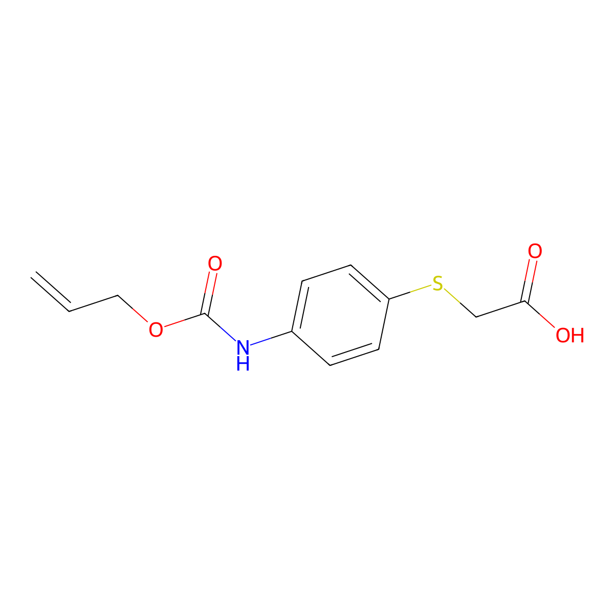 2-[(4-{[(Prop-2-en-1-yloxy)carbonyl]amino}phenyl)sulfanyl]acetic acid molecular structure, CAS 2757922-14-6