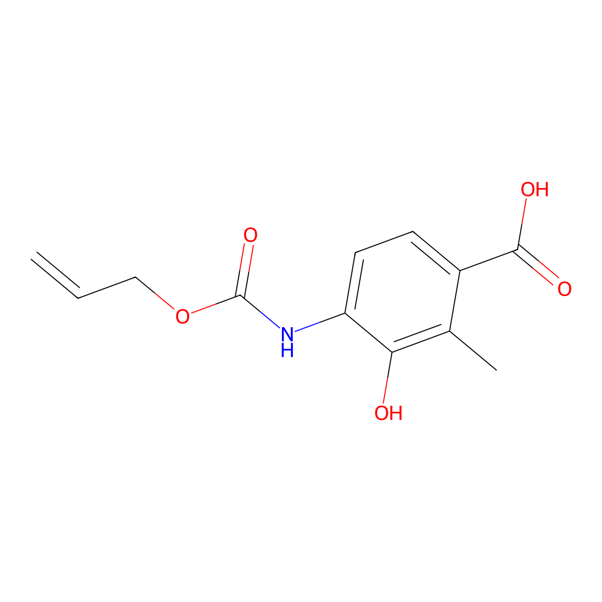 3-Hydroxy-2-methyl-4-{[(prop-2-en-1-yloxy)carbonyl]amino}benzoic acid molecular structure, CAS 2757922-29-3
