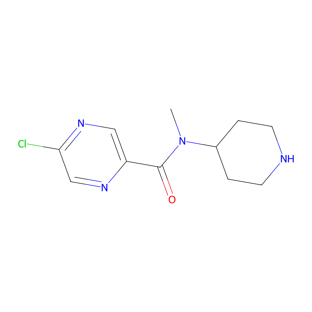 5-chloro-N-methyl-N-(piperidin-4-yl)pyrazine-2-carboxamide molecular structure, CAS 2757922-34-0