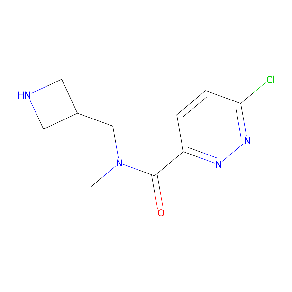 N-[(azetidin-3-yl)methyl]-6-chloro-N-methylpyridazine-3-carboxamide molecular structure, CAS 2757922-40-8