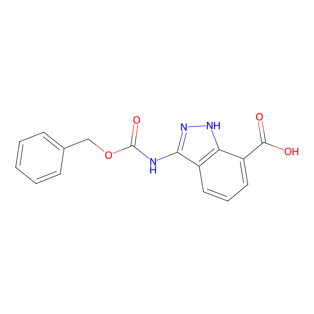 3-{[(benzyloxy)carbonyl]amino}-1H-indazole-7-carboxylic acid molecular structure, CAS 2757922-48-6