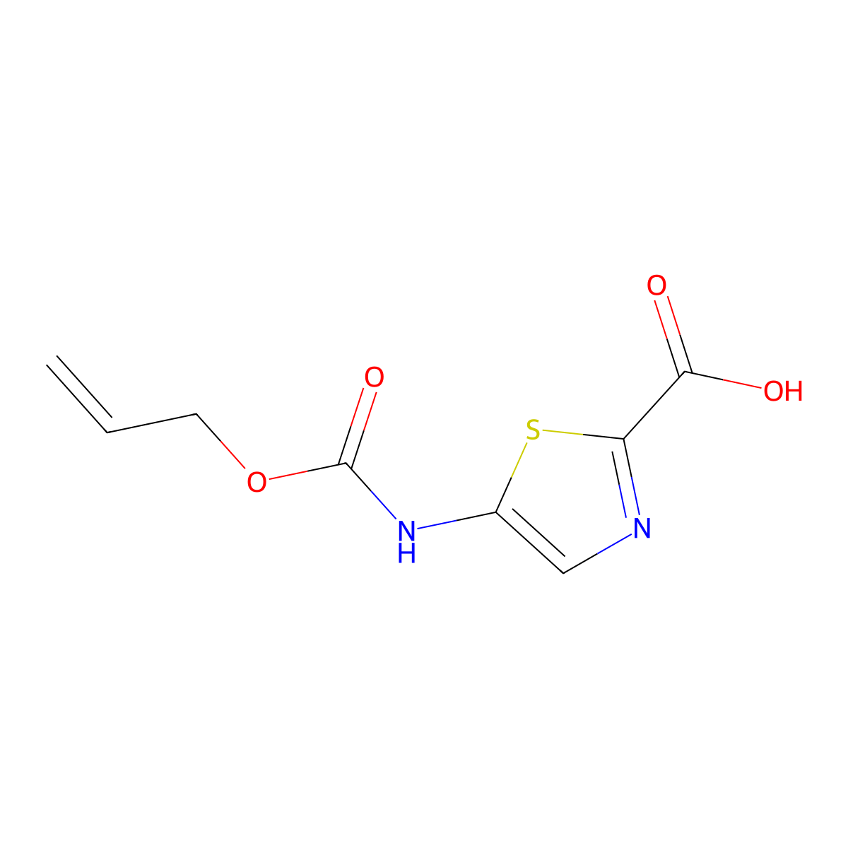 5-{[(Prop-2-en-1-yloxy)carbonyl]amino}-1,3-thiazole-2-carboxylic acid molecular structure, CAS 2757922-52-2