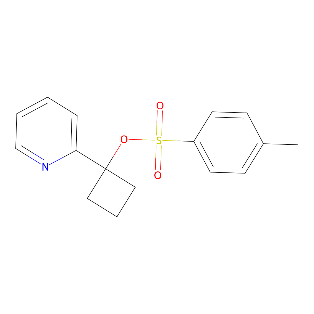 1-(Pyridin-2-yl)cyclobutyl 4-methylbenzene-1-sulfonate molecular structure, CAS 2757922-53-3