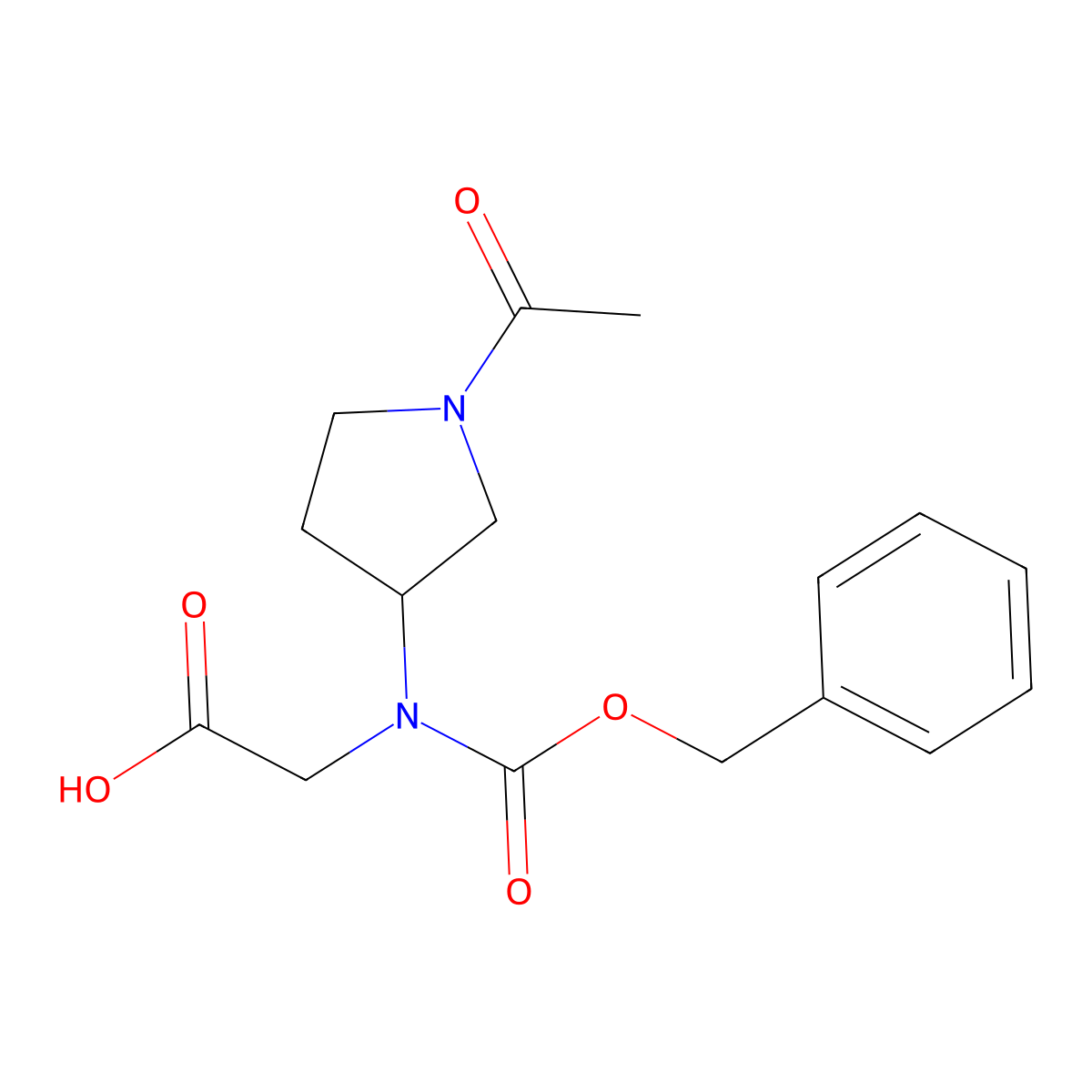 2-[(1-Acetylpyrrolidin-3-yl)[(benzyloxy)carbonyl]amino]acetic acid molecular structure, CAS 2757922-56-6