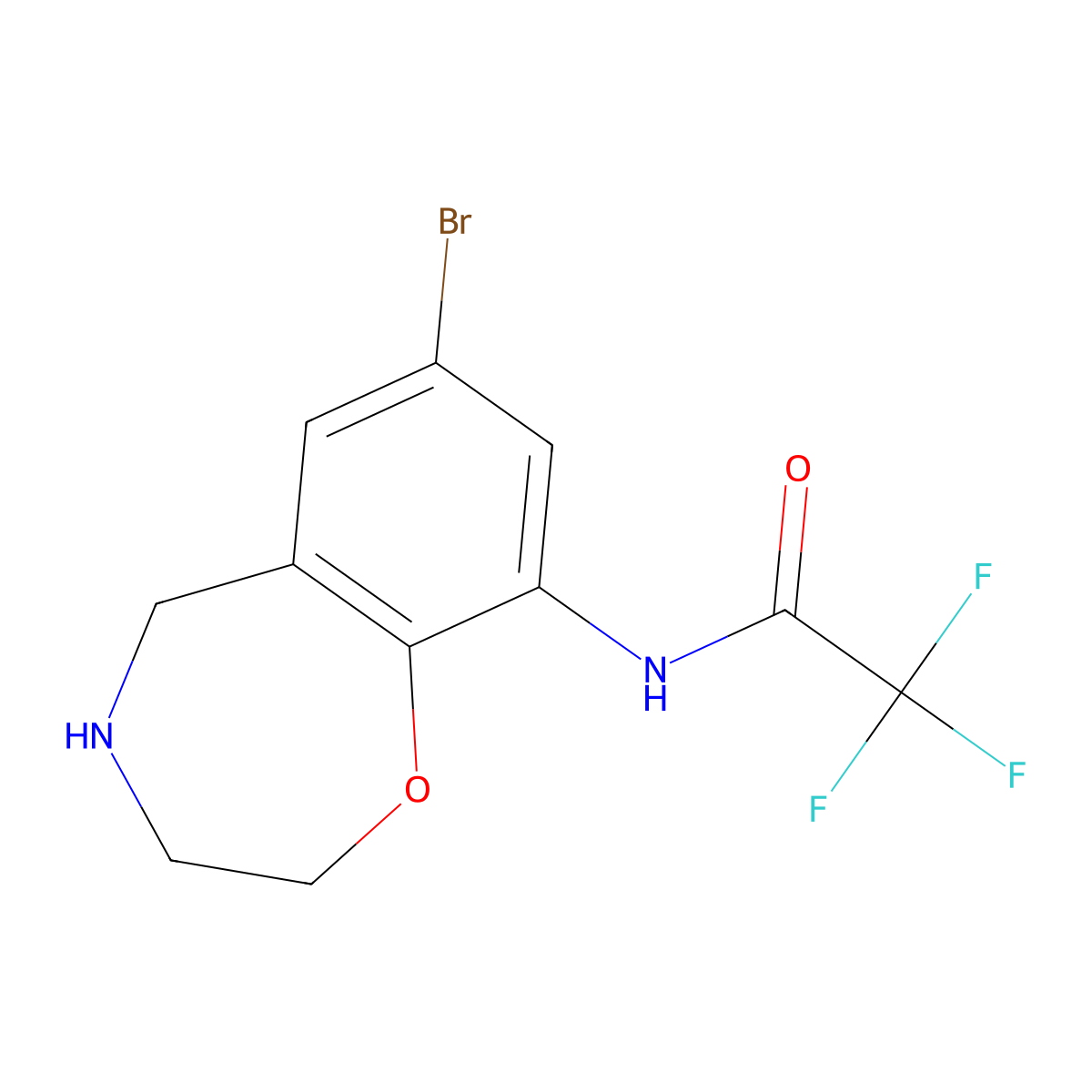N-(7-bromo-2,3,4,5-tetrahydro-1,4-benzoxazepin-9-yl)-2,2,2-trifluoroacetamide molecular structure, CAS 2757922-61-3