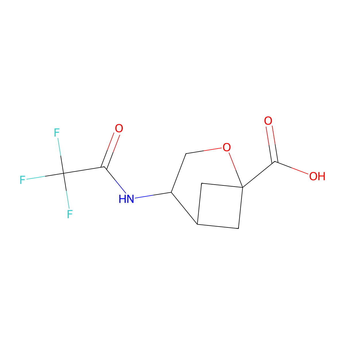 4-(2,2,2-Trifluoroacetamido)-2-oxabicyclo[3.1.1]heptane-1-carboxylic acid molecular structure, CAS 2757922-63-5