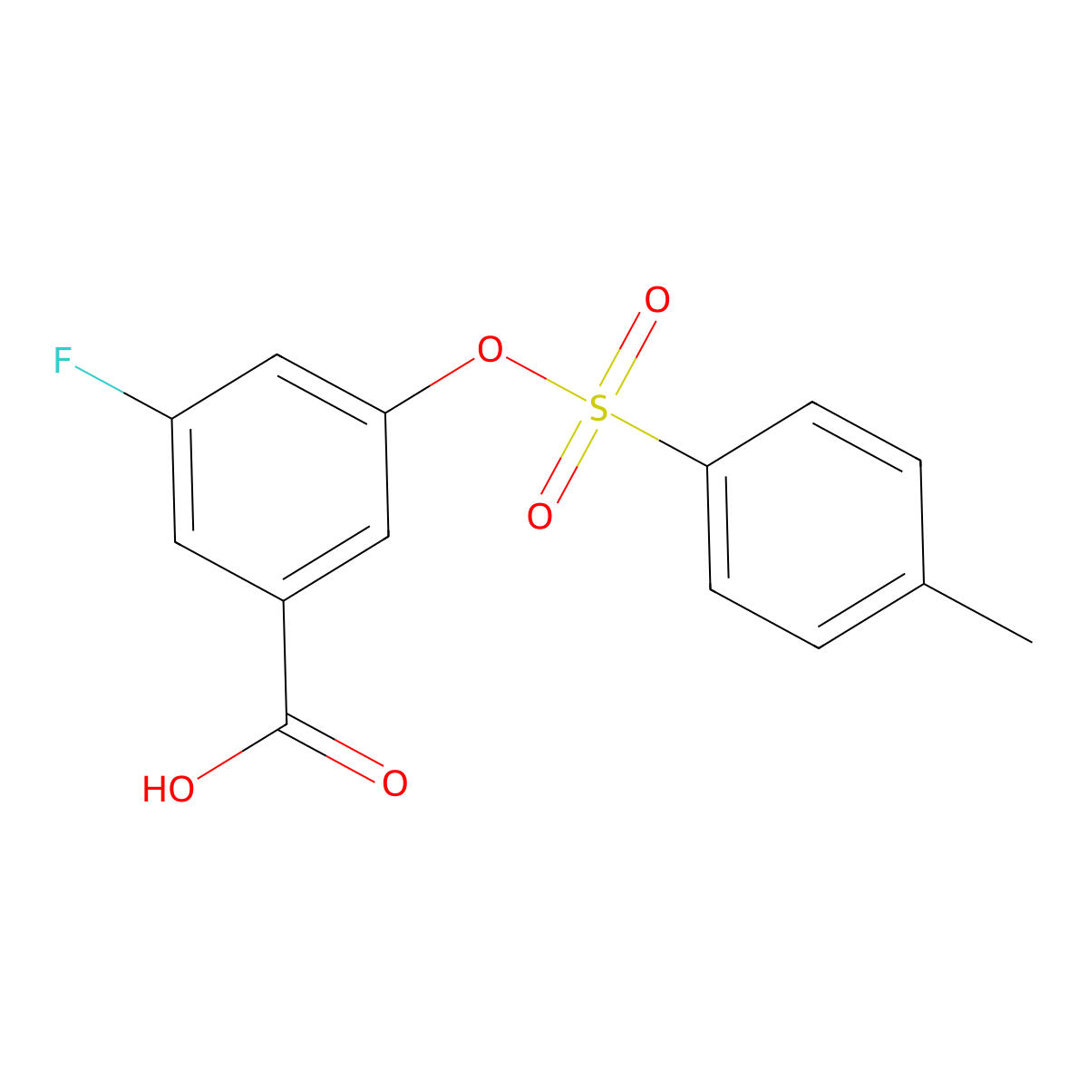 3-Fluoro-5-[(4-methylbenzenesulfonyl)oxy]benzoic acid molecular structure, CAS 2757922-73-7